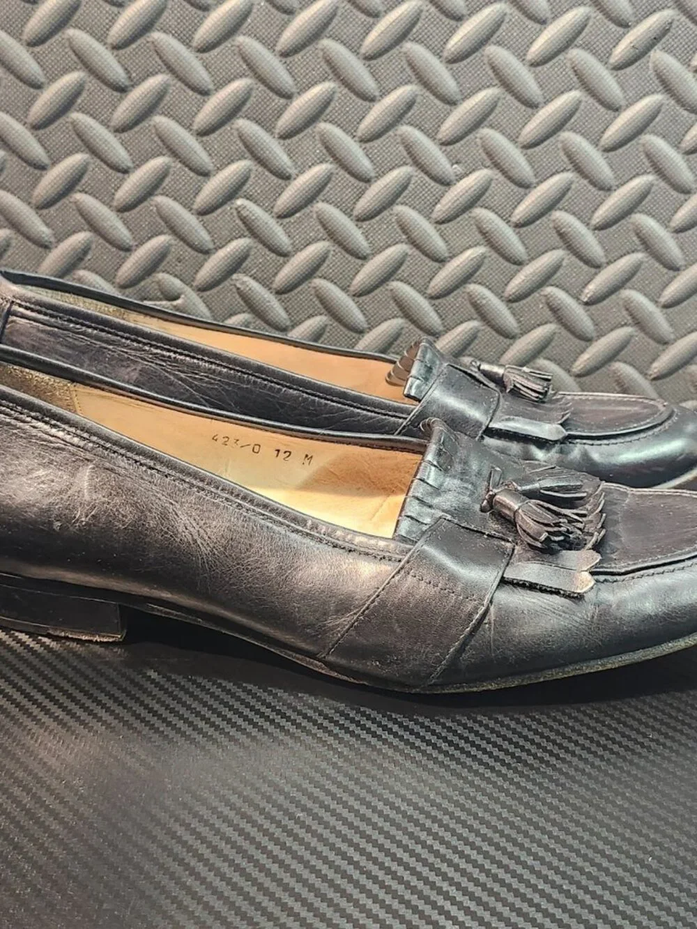 Alfani Black Leather Braided Tassel Slip On Loafers Size 12M Made In Italy